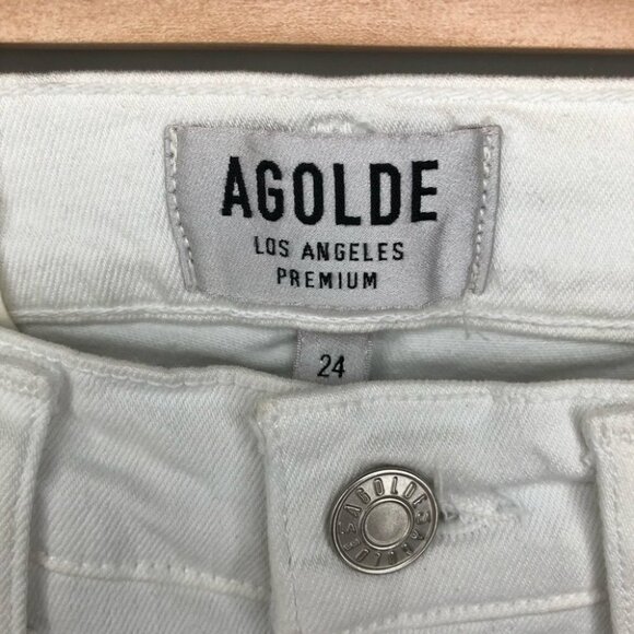 AGOLDE White Sophie Crop Sanction Distressed Ankle Jeans Size 24 NWT - Picture 6 of 11